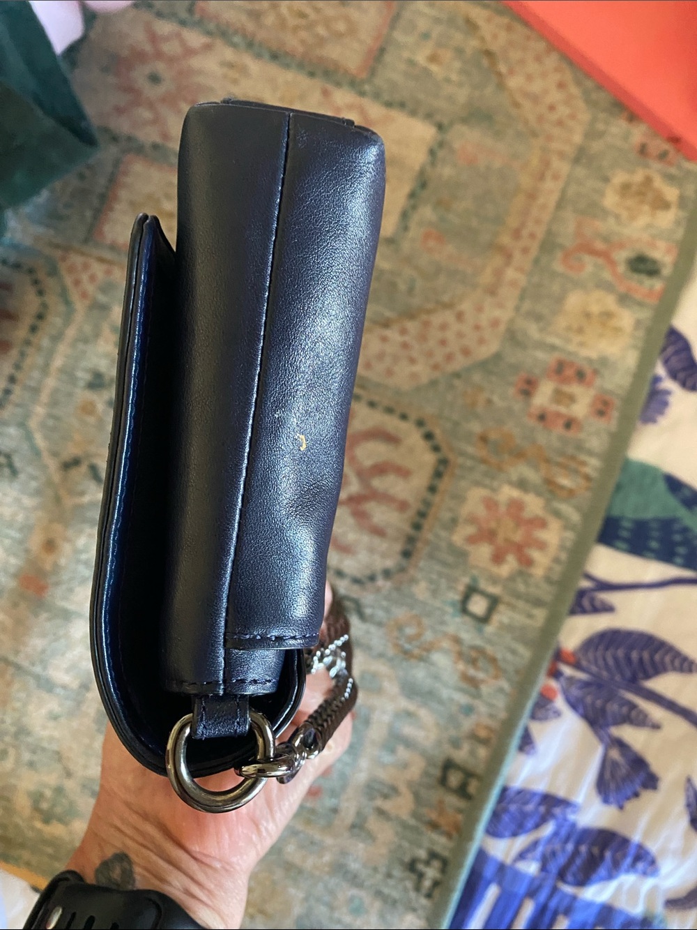 COACH Chain-Handle Crossbody NAVY AND GUNMETAL - Picture 7 of 7
